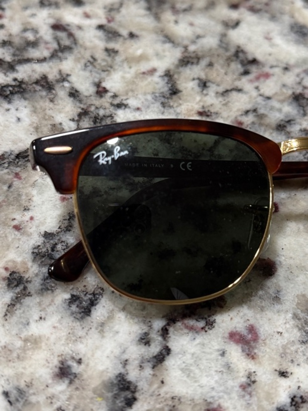 Ray-Ban Tortoise & Gold Clubmaster Sunglasses with Dark Green Lenses - Picture 2 of 8
